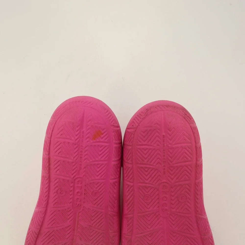 Crocs Kids Swiftwater WAVE Sandal Hot Pink Size 2 J2 Hook Loop Straps